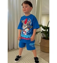 Mavi Sonic Çizgi film Baskılı Alt Üst Erkek Çocuk 2li Takım