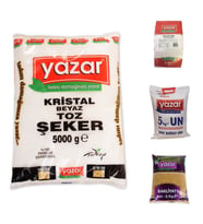 YAZAR KURU GIDA SETİ 5KG YULAF UNU+5KG PİLAVLIK BULGUR+5KG ÇOK AMAÇLI UN+5KG TOZ ŞEKER 