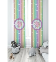 MEKTA HOME BEBEK VE ÇOCUK ODASI Renkli Unicorn Desenli 2 Kanat Fon Perde