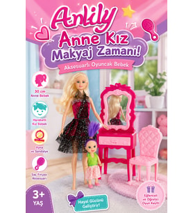 Anlily Anne Kız Makyaj Masalı Aksesuarlı Oyuncak Bebek Seti 30 cm