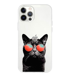 PrintiFy Apple  iPhone 12 Pro ile Uyumlu 1mm Slim Fit Kedi 3 050d Baskılı Şeffaf  Kılıf