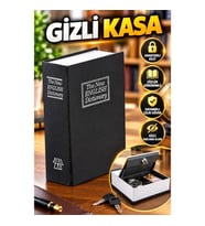 İngilizce Sözlük Görünümlü Anahtarlı Gizli Mini Çelik Kasa Kitap Tipi