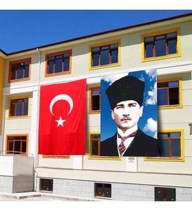 Atatürk Posteri ve Türk Bayrağı Raşel Kumaş 200X300 cm -4
