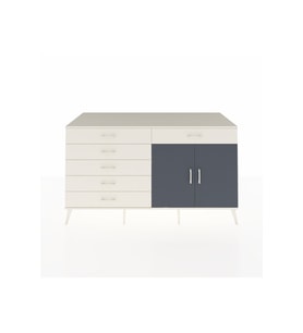 Kronos Konsol Tek Raflı 6 Çekmeceli 2 Kapaklı 176x59x99 Aytaşı-Antrasit/Aytaşı