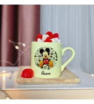 Mickey Mouse Tasarımlı Kişiye Özel Sarı Türk Kahvesi Fincanı