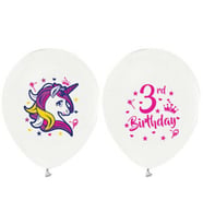 Balon baskılı lisanslı 12 inc 4+1 unıcorn 3 yaş beyaz pk:100-