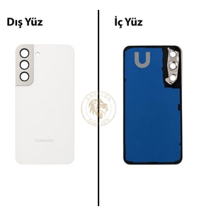 Samsung S22 Beyaz Arka Kapak Arka Cam Batarya Kapağı Lazer Kesim Kapak Pil Kapağı Back Cover