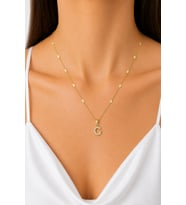 Xuping Gold Renkli, Zirkon Taşlı G Harfi Kolyesi - 45 cm (Anti-Alerjik)