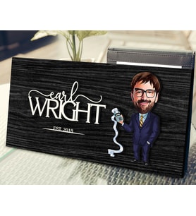 BK Gift Kişiye Özel Erkek Muhasebeci Karikatürlü Kabartma Figürlü Ahşap Tablo, Duvar Dekoru, Arkadaşa Hediye, Özel Tasarım Ev Hediyesi-2 (Siyah)