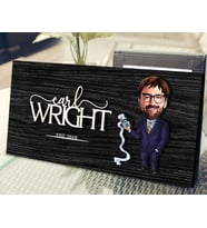 BK Gift Kişiye Özel Erkek Muhasebeci Karikatürlü Kabartma Figürlü Ahşap Tablo, Duvar Dekoru, Arkadaşa Hediye, Özel Tasarım Ev Hediyesi-2 (Siyah)