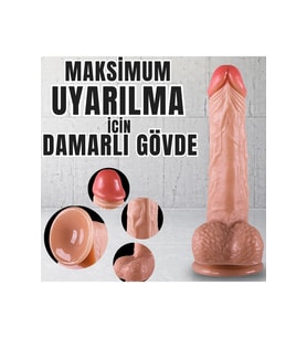 UNIQUE Realistik Dokuda Damarlı Dildo Vantuzlu Gerçekçi Yapay Penis 20 CM