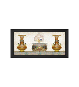 Etnik Motifli Kanvas Tablo 50 x 70 cm Siyah Çerçeve
