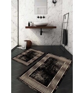 Dijital Baskılı Kaymaz Taban Yıkanabilir 2'li Klozet Takımı Banyo Paspası NDKZ-HT-1333 (Gold)