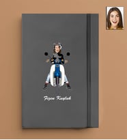 Kişiye Özel Motorcu Kadın Model 13x21 Gri Defter-54