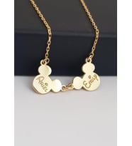 Kişiye Özel 925 Ayar Gümüş Minnie Mickey Mouse Çift İsim Kolye (Gold)