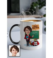 Kadın Türkçe Öğretmenine Hediye Karikatürlü Sihirli Kupa Bardak