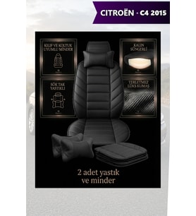 citron c4 2015 Koltuk ve Kılıf uyumlu Lüks Yastık Siyah Minder 2 Minder 2 Yastık