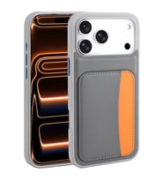iPhone 17 Pro Max Kılıf Kartlıklı X-Kart Silikon Kılıf (Koyu Gri)