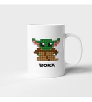 Star Wars Baby Yoda Grogu Piksel Tasarım Kişiye Özel İsim Baskılı Kupa Bardak