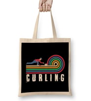 Retro Curling Player Vintage Curling Broom Stones Coach Team Bez Çanta Uzun Saplı