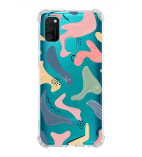 Samsung Galaxy M30s  Köşe Korumalı Antişok Kapak Abstract Tasarımlı Şeffaf Silikon Kılıf