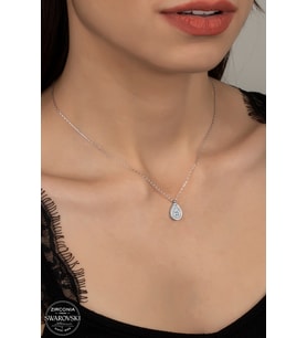 SWAROVSKİ CRYSTAL DAMLA  925 AYAR GÜMÜŞ KOLYE