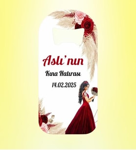 Kına Hatırası İsimli Tarihli Magnet Açacak Kişiye Özel