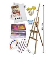 Akrilik Boya Resim Başlangıç Seti Maries 12 Renk Akrilik Boya Şövalye 2 Tuval 35x50 Fırça Spatula Şövale 