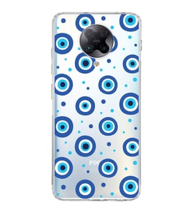 PrintiFy Xiaomi Poco F2 Pro ile Uyumlu 1mm Slim Fit Nazar Boncuğu 1 Baskılı Şeffaf  Kılıf