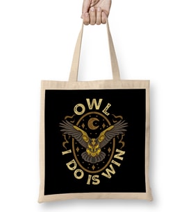 Cute & Funny Owl All I Do Is Win Pun Winning Owl Bez Çanta Uzun Saplı