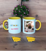 Biyolog Kupa Bardak Sarı Fotoğraflı Biyologa Hediye