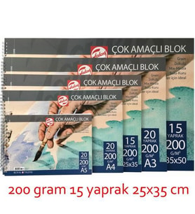 Talens Çok Amaçlı Resim Bloğu 200 gr 15 yp 25x35 cm 