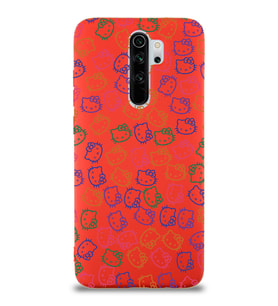 Xiaomi Redmi Note 8 Pro Uyumlu Lansman Kılıf Hello Kitty Tasarımlı İçi Kadife Kapak-Kırmızı (Şeffaf)