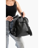 Suni Deri Kadın Sırt Çantası 38*28 Cm Mega Bag Günlük Kullanıma Uygun Çok Cepli İçi Astarlı (Siyah)