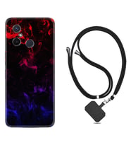 Xiaomi Redmi 12C Kılıf Silikon Boyun Askılı İpli Desenli Silikon Blue Red Fire 1637