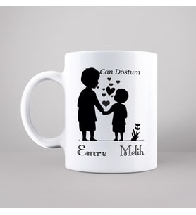 Kardeş ( Can Dostum ) Tasarımlı Kupa Kişiye Özel