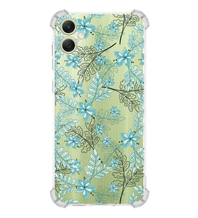 PrintiFy Samsung A05 Uyumlu Köşe Korumalı Floral Su Yeşili Tasarımlı Şeffaf Silikon Kılıf
