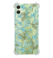 PrintiFy Samsung A05 Uyumlu Köşe Korumalı Floral Su Yeşili Tasarımlı Şeffaf Silikon Kılıf