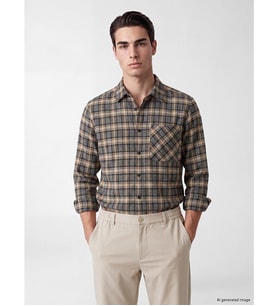 LCW ECO İndigo Regular Fit Ekose Erkek Gömlek Ceket