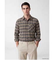 LCW ECO İndigo Regular Fit Ekose Erkek Gömlek Ceket