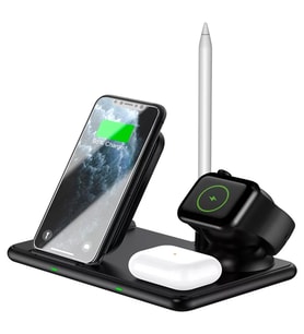 ALLY W58 15W Qi Hızlı Şarj 4 in 1 iPhone+ AirPods Pro Kablosuz Şarj Standı-(577 - 1OL2859-5011