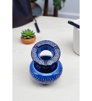 SERAMİK KÜLLÜKLER, %100 EL İŞLEMESİ, KAPAKLI, KULLANIŞLI, DEKORATİF, 12 CM, 6 FARKLI MODEL (Kristal Mavi)