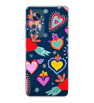 PrintiFy Xiaomi Mi 12 Lite ile Uyumlu 1mm Slim Fit Retro Renkler 3 Baskılı Şeffaf  Kılıf