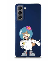 Samsung Galaxy S21 Soft Premier Kapak Sandy Tasarımlı Silikon Kılıf - Lacivert (Şeffaf)