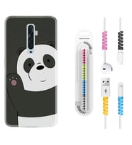 Oppo Reno 2Z 4 Lite 4 Pro 5 6 7 A31 Kılıf Kablo Koruma Spiral Silikon Hello Panda 1709