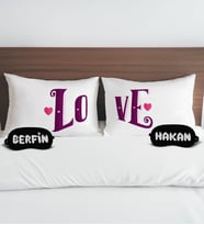BK Gift Kişiye Özel Sevgili Tasarımlı Pamuklu Yastık Kılıfı ve Göz Bandı Çift Uyku Seti-11, Tasarım Ev Tekstili, Uyku Bandı, Ev Hediyesi