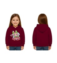 Unisex Baskılı Çocuk Swaetshirt Labubu Baskılı Kapüşonlu 3 İplik Şardonlu (Bordo)