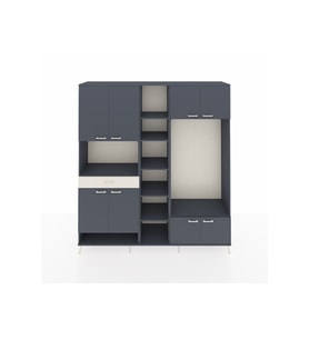 Hyperion Dolap 12 Raflı Tek Çekmeceli 8 Kapaklı 220x44x243 Antrasit-Antrasit/Aytaşı