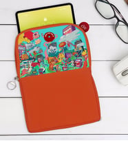 BK Gift Modern Soyut Tasarımlı Taşınabilir Koruyucu Tablet Kılıfı & Organizer Çanta - Turuncu-9