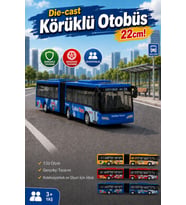 Körüklü Oyuncak Otobüs Diecast Metal Gövde 22 cm 1:50 Ölçek